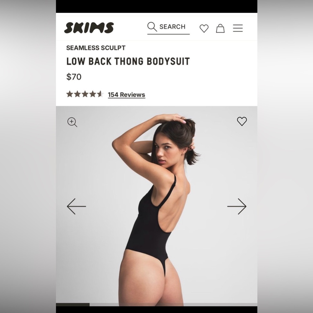 SKIMS Black Seamless Low Back Thong Bodysuit